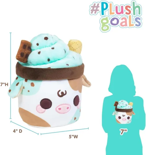 Miniatura 2 de Cuddle Barn PlushGoals Mooshake con chispas de chocolate menta Juguete de peluche súper suave con aroma kawaii, 7 pulgadas