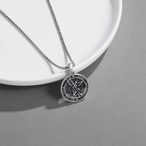 Miniatura 2 de DOTBJ Collar con colgante de cruz de San MiguelSan CristófaloSan BenitoSan PatricioJesús Amuleto de joyería para hombres y mujeres con cadena Rolo