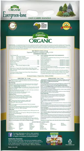 Miniatura 2 de Espoma Fertilizante orgánico de tono perenne 4-3-4 natural y orgánico y alimento vegetal para árboles y arbustos de hoja perenne. Bolsa de 18