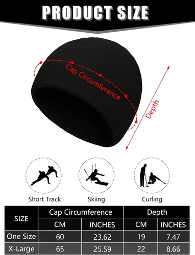 Miniatura 3 de SATINIOR 4 gorros de algodón con diseño de calavera para hombres y mujeres, gorro polar cálido y suave para invierno