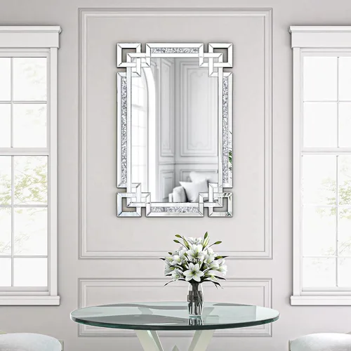 Miniatura 19 de Espejo Decorativo de Cristal - Rectángulo de 16 x 20 pulgadas, Precioso Espejo Plateado, Espejo de Diamante Triturado para Decoración de Pared