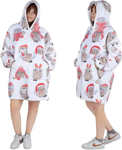 Miniatura 2 de Wearable Blanket Hoodie, Oversized Flannel Comfy Sweatshirt for Adults,Warm Cozy Hooded Body Blanket