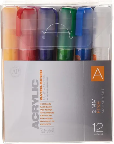 Montana Cans Juego de marcadores acrílicos A, fino, 12 colores