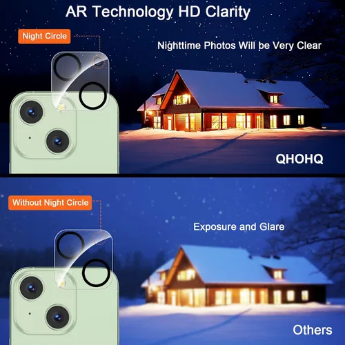 Miniatura 7 de QHOHQ Paquete de 3 protectores de pantalla para iPhone 15 Plus [6.7 pulgadas] con 3 protectores de lente de cámara, película de vidrio templado