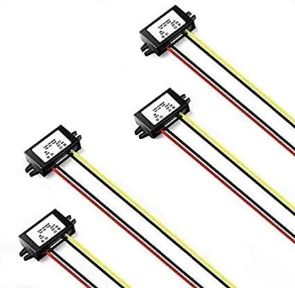 Magnolora - Paquete de 4 unidades de fuente de alimentación LED para coche, 12 V a 5 V, 3 A, CC/CC Buck convertidor