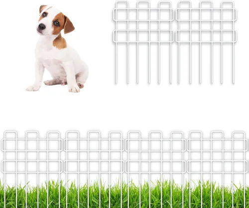 Miniatura 12 de ShopLaLa Valla de jardín para animales (10 paneles) de 12 pulgadas de largo x 16.5 pulgadas de alto, valla de alambre de metal blanco pequeña