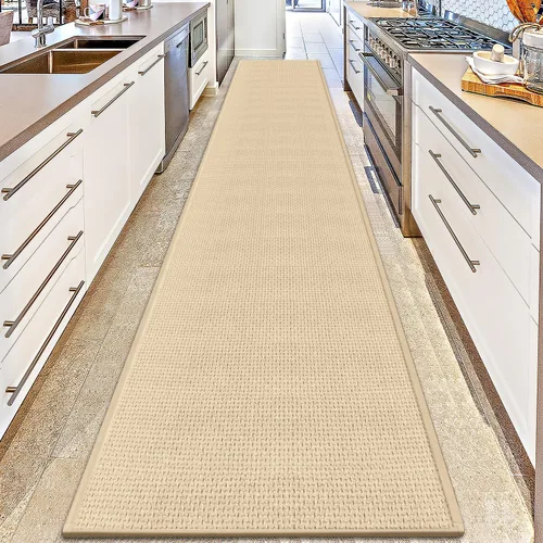 Miniatura 7 de GOYLSER Alfombras de yute de 15 pies para pasillo, alfombra de cocina, antideslizante, lavable, absorbente, alfombra de pasillo color beige