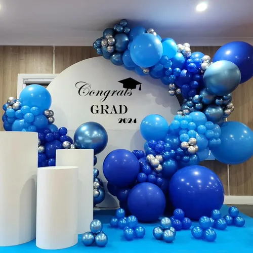 Miniatura 9 de NISOCY Kit de Arco de Guirnalda de 124 Globos Azules, 18 Pulgadas 12 Pulgadas 10 Pulgadas 5 Pulgadas Globos Azul Claro para Bebé Azul Real Azul