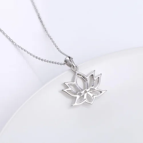 Miniatura 5 de Collar con colgante de flor de loto de plata de ley 925 con diseño inspirador de circonita cúbica para mujeres y niñas, regalo de yoga, 16 pulgadas
