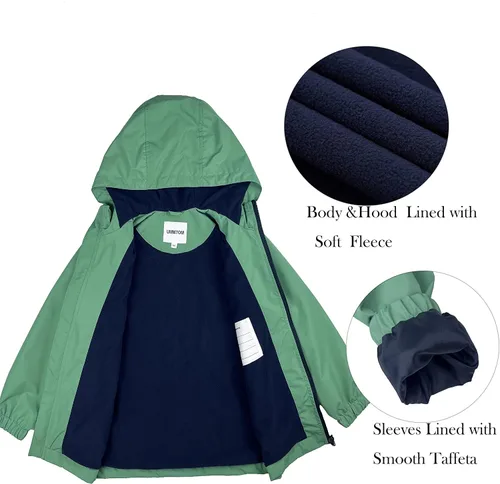 Miniatura 4 de Chubasqueros para niños, ligeros, impermeables, con capucha, de forro polar, rompevientos para niños