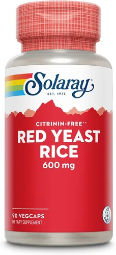 SOLARAY Arroz de levadura roja, no irradiado y sin citrinina, garantía de devolución de dinero de 60 días, 90 porciones, 90 cápsulas vegetales