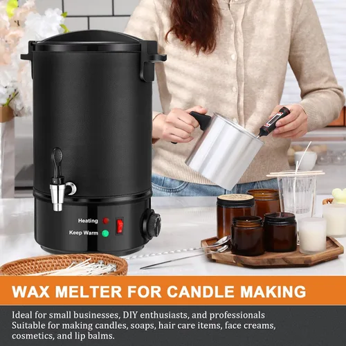 Miniatura 6 de Tandefio Derretidor de cera para hacer velas, recipiente eléctrico grande de fusión de cera de 8 cuartos de galón con capacidad para principiantes