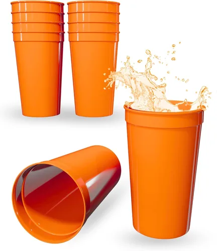 Miniatura 42 de PartyPrints Paquete de 100 vasos de plástico en blanco reutilizables de 10 a 12 onzas, vasos de estadio a granel, sin BPA, aptos para lavavajillas
