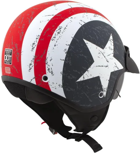Miniatura 8 de Casco Milwaukee MPH9701DOT Maverick 3/4 de Cara Abierta con Barras y Estrellas para Motociclista, Casco DOT - Pequeño