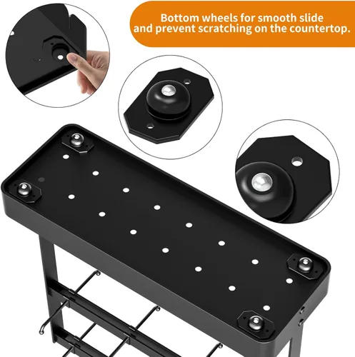 Miniatura 8 de RCHYFEED Soporte para taza de café para encimera, organizador de tazas de aleación de aluminio con 16 ganchos móviles, soporte de árbol de 2 niveles