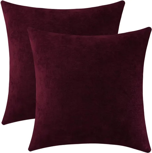 Miniatura 29 de Jeneoo - Fundas de almohada decorativas rojas brillantes de chenilla suave, fundas de cojín cómodas y sólidas para sofá de sala de estar