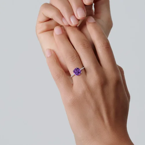 Miniatura 87 de Gem Stone King Anillo de compromiso de plata de ley 925 con piedra preciosa de corte cojín de 0.315 in Anillo de compromiso de aniversario de boda