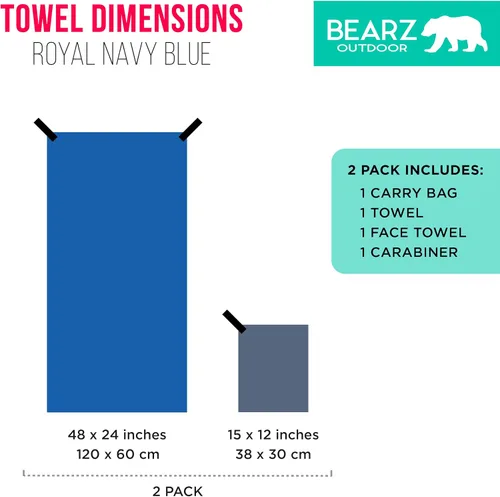 Miniatura 6 de BEARZ - Juego de toallas de microfibra para exteriores, toallas de microfibra para el cuerpo, toalla de entrenamiento, toalla de campamento, toalla
