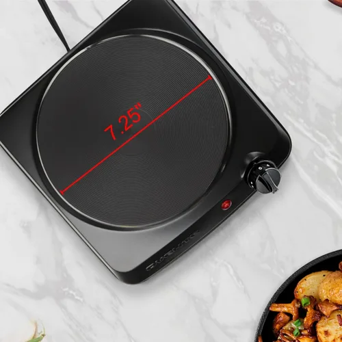Miniatura 5 de OVENTE Electric Countertop Single Burner,1000W Cooktop with 7.25 Inch Cast Iron Hot Plate,5 Level Temperature Control,Compact Cooking Stove &Easy to