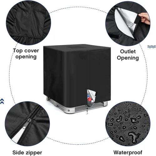 Miniatura 5 de Zhehao IBC - Funda de protección para tanque de agua, con cremallera, 210D, material de protección solar resistente al agua, cubierta para tanque