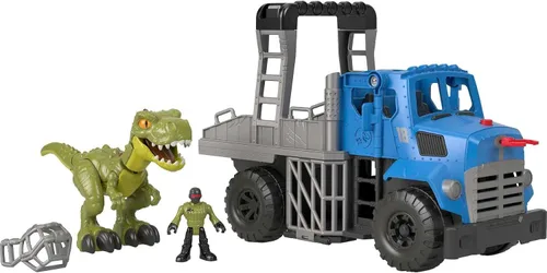 Fisher-Price Imaginext - Juguete Jurassic World Dominion, vehículo transportador de dinosaurios Break Out y dinosaurio T. rex para niños