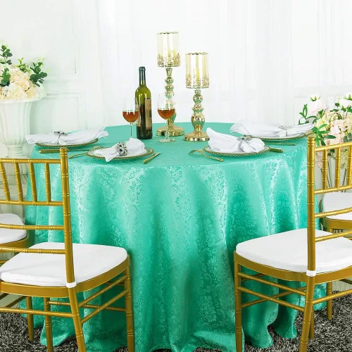 Manteles redondos de poliéster damasco de jacquard marqués de 90 pulgadas para restaurante, cocina, comedor, boda, fiesta, banquete, eventos, color