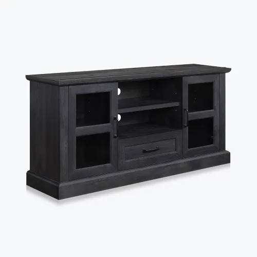 BELLEZE Trussati - Mueble rústico de TV de 62 pulgadas, se adapta a televisores de hasta 70 pulgadas, consola central de entretenimiento de