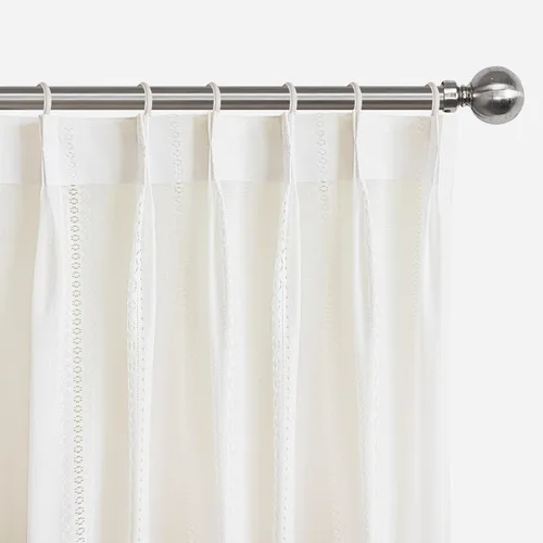 Miniatura 2 de Cortinas traslúcidas de encaje a rayas de 45 pulgadas de largo, paneles de cortinas plisadas para ventana, 26 pulgadas de ancho x 45 pulgadas