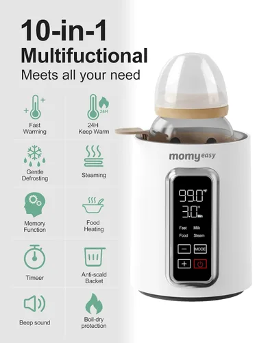 Miniatura 8 de MOMYEASY Calentador rápido de biberones de 2 minutos, calentamiento a vapor para leche materna y fórmula, se adapta a todos los biberones, control