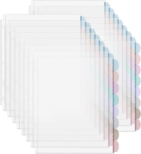 Miniatura 18 de Mr. Pen - Protectores de hojas transparentes con pestañas, 8 pestañas, 2 juegos, divisores de plástico transparente para carpeta de 3 anillas