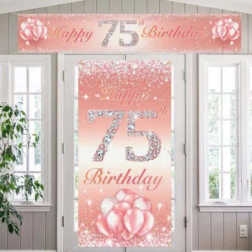 Miniatura 22 de Juego de carteles largos de feliz cumpleaños 10 para puerta, porche, decoración de cumpleaños de 10 años para niñas, suministros de fiesta