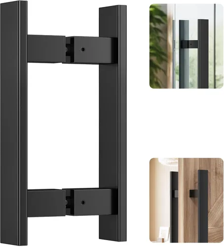 Ranbo Manija de puerta estilo escalera de 12 pulgadas, CTC de 7.874 in, acero inoxidable 304 de 0.047 in de grosor, se adapta a puertas de vidrio de