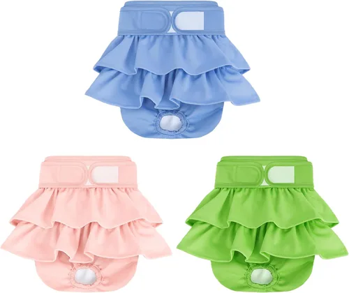 Miniatura 19 de Pañales Reutilizables para Perras Hembras Paquete de 3 Pañales Lavables Altamente Absorbentes para Perras, Pañales Flexibles para Perras, A Prueba