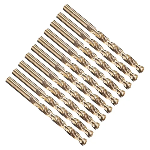 Miniatura 161 de PATIKIL Broca Jobber de 0.039 in, vástago recto M35 cobalto 5% acero de alta velocidad 135° acabado dorado para metal duro de acero inoxidable - 2