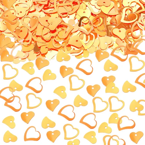 Miniatura 16 de ONLYKXY 1200 piezas de confeti en forma de corazón, decoración de mesa de boda, confeti con purpurina para fiesta de boda (amarillo brillante)
