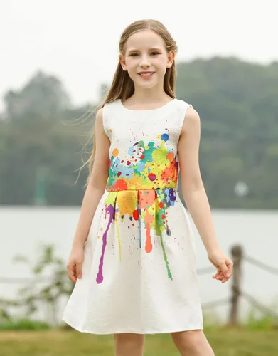 Miniatura 3 de Vestido informal de verano 21KIDS con estampado creativo artístico multicolor tallas 6-12