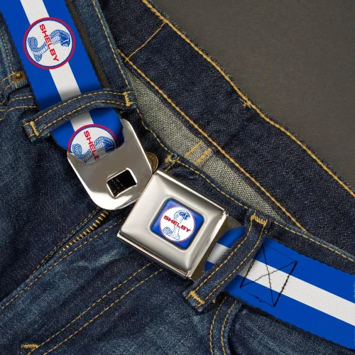 Miniatura 2 de Buckle-Down Seatbelt Belt - SHELBY Tiffany SplitStripe BlueWhiteRed - 1.0" Wide - 20-36 Inches in Length