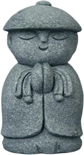 livelyfish Estatua de monje rezante de Bosatsu de Bosatsu japonés de Buda Bosatsu Feng Shui, piedra arenisca feliz/sonriente en miniatura, adorno