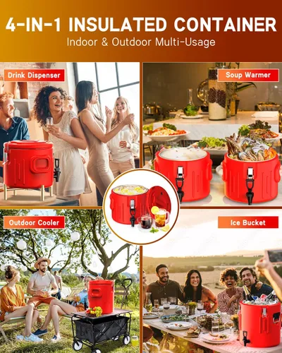 Miniatura 2 de Dispensador de bebidas aislado de 3.5 galones, dispensador de bebidas frías y calientes con interior de acero inoxidable 304 y boquilla, dispensador