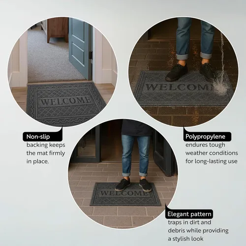 Miniatura 3 de Restaurantware Comfy Feet - Tapete de bienvenida de 36 x 24 pulgadas, 1 felpudo de bienvenida al aire libre, resistente para hogares, oficinas
