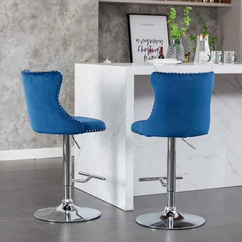 Miniatura 19 de Sillas para Barra de Cocina, Bancos para Barra de Cocina, juego de 2 sillas giratorias de bar de cocina con respaldo, para el hogar pub e isla Negro