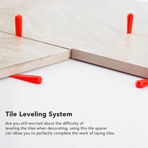 Miniatura 6 de Sistema de nivelación de azulejos de 1000 Uds. Cuñas de 0.2 pulgadas PE rojo desgaste Azulejos nivelador espaciadores instalación de nivelador