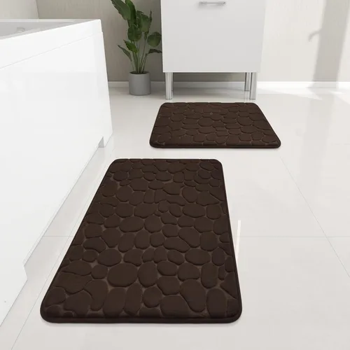 Miniatura 30 de YIHOUSE Juego de 2 tapetes de baño de espuma viscoelástica, antideslizantes, absorbentes de agua, lavables, para fregadero, inodoro y suelo Negro