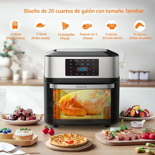 Miniatura 3 de Horno freidora de aire grande de 20 cuartos de galón, horno tostador 10 en 1, combo de freidora de aire con ventana para la familia, horno freidora