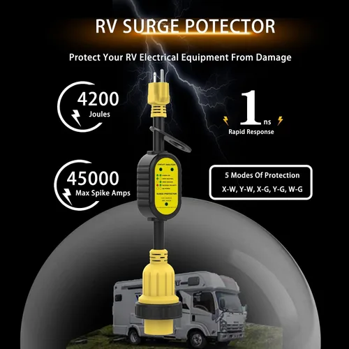 Miniatura 4 de EyGde Adaptador RV de 30 Amp a 15 Amp 110V con protector de sobretensiones, patentado 4200J de 15 Amp macho a 30 Amp con conector de bloqueo