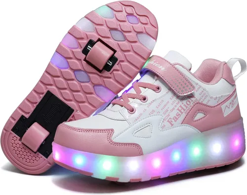 Miniatura 9 de HHSTS Zapatos para niños – Nuevos mejorados con ruedas zapatos de luz LED de colores patines rodantes brillantes zapatos de patinar regalos simples