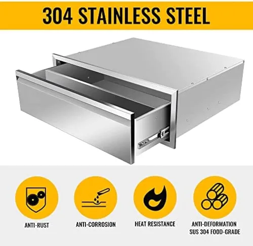Miniatura 4 de Cajones de cocina para exteriores, cajones de barbacoa de triple acceso de acero inoxidable con asa, cajones de isla para cocinas al aire libre