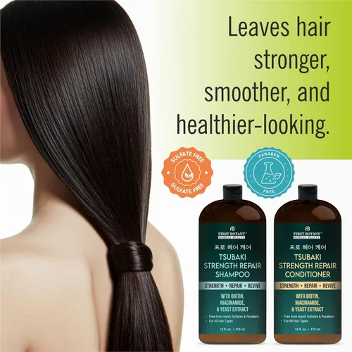 Miniatura 6 de Tsubaki Strength Repair Shampoo & Conditioner Set - Con tsubaki, biotina, niacinamida y extracto de levadura - Revive el cabello dañado promueve