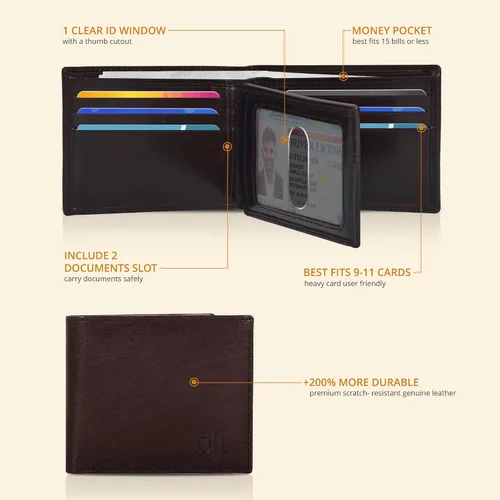 Miniatura 21 de Carteras RFID delgadas para hombres - Cartera de bolsillo frontal de piel genuina