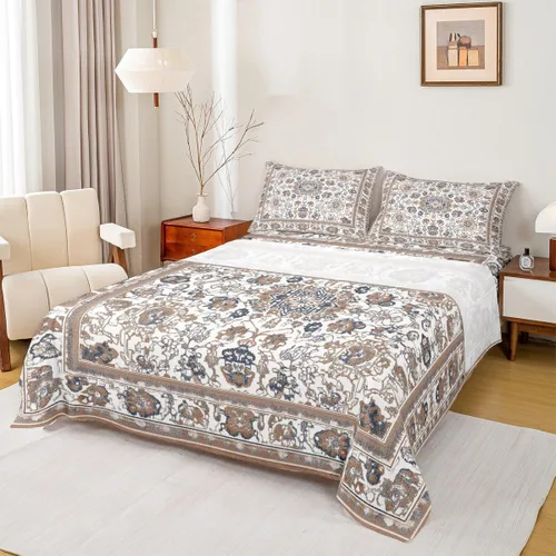 Miniatura 10 de Erosebridal Juego de sábanas y fundas de almohada vintage con estampado floral oriental para niños pequeños, juego de sábanas de medallón persa